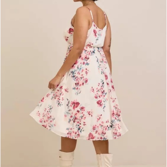 Torrid Midi Chiffon Pleated Dress Size 2x Flowy Sleeveless Floral Easter Casual - Picture 4 of 11